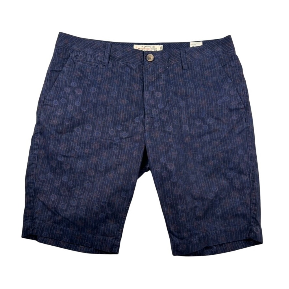 Fat Face Shorts Mens 36 Navy Blue Geometric Pinstripe Chino 11" Inseam Preppy